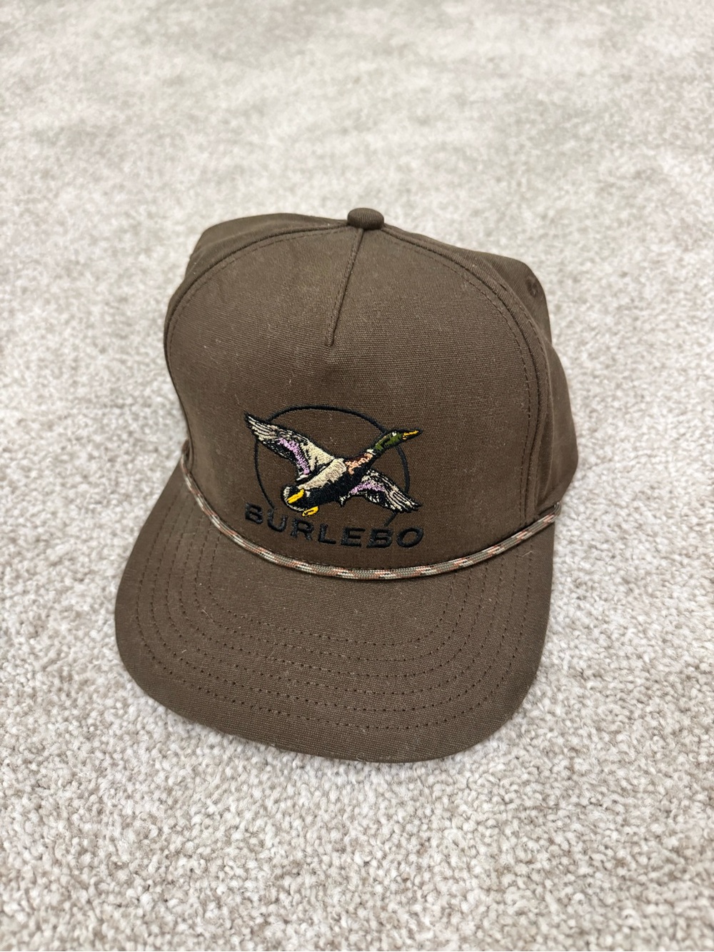 BURLEBO Brown Men's Trucker Hat with Embroidered Duck